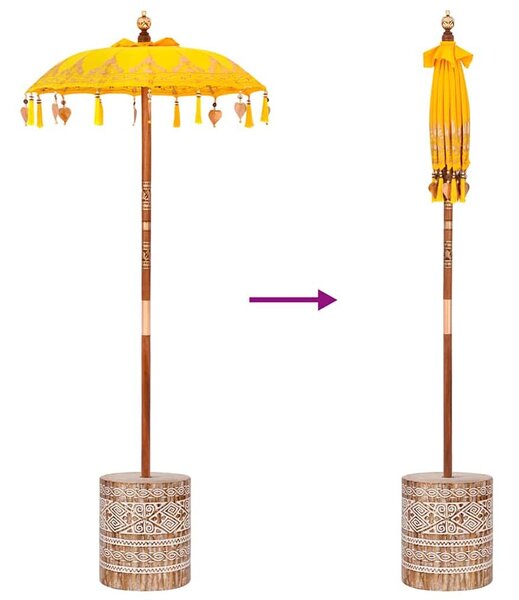 VidaXL Balinéz napernyő alappal Sárga 95 x 95 x 260 cm Pamut