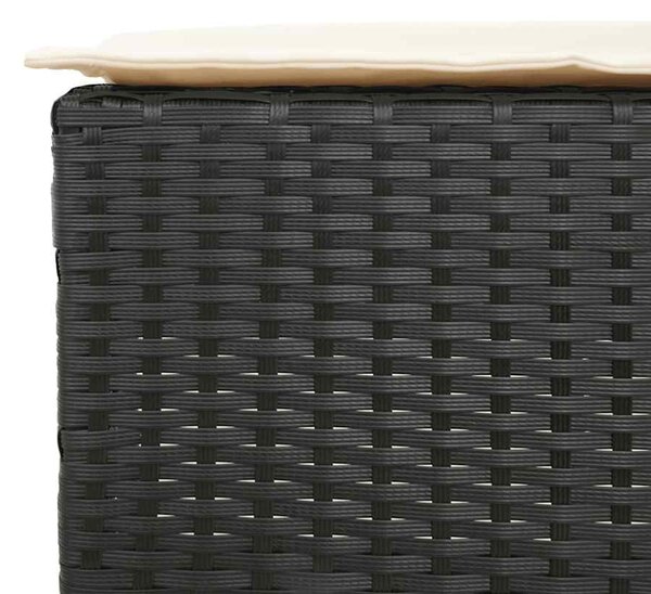 2 db fekete polyrattan kerti bárszék párnával