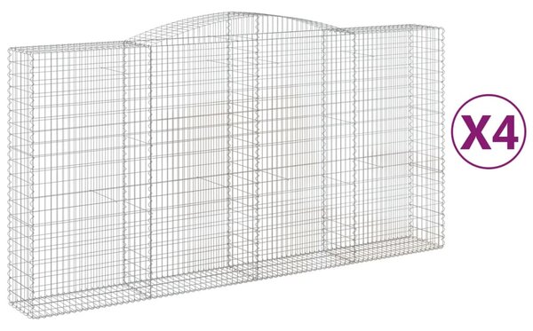 4 db íves horganyzott vas gabion kosár 400x50x200/220 cm
