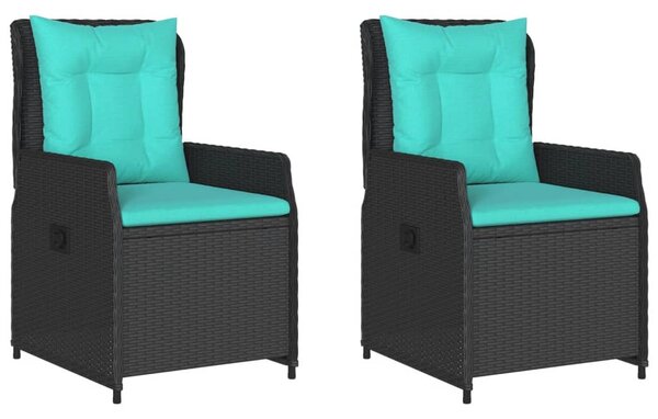 2 db fekete polyrattan dönthető kerti szék