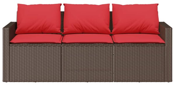 VidaXL 3 személyes barna polyrattan kerti kanapé párnával