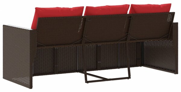 VidaXL 3 személyes barna polyrattan kerti kanapé párnával
