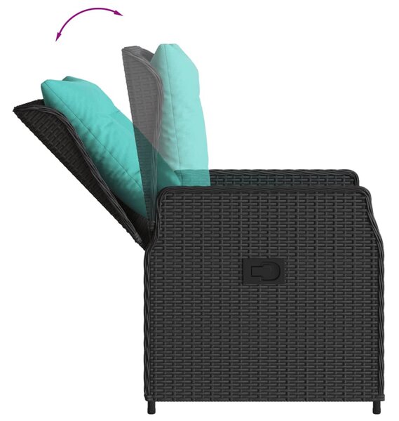2 db fekete polyrattan dönthető kerti szék