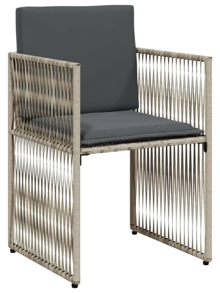7 részes világosszürke polyrattan kerti étkezőszett párnával