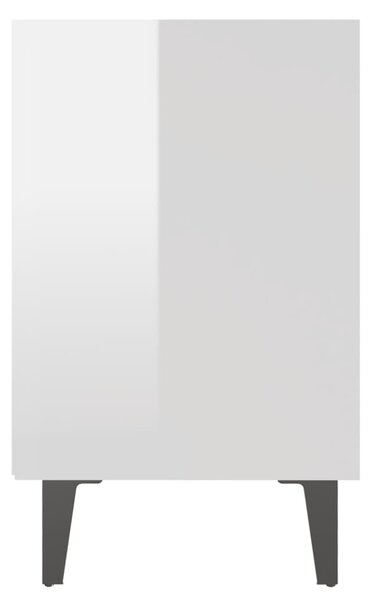 2 db magasfényű fehér éjjeliszekrény fém lábakkal 40x30x50 cm