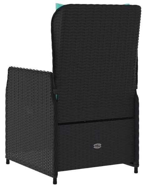 2 db fekete polyrattan dönthető kerti szék