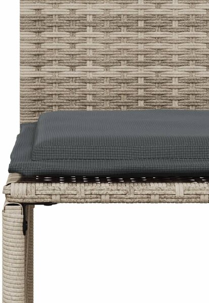 7 részes világosszürke polyrattan kerti étkezőszett párnával