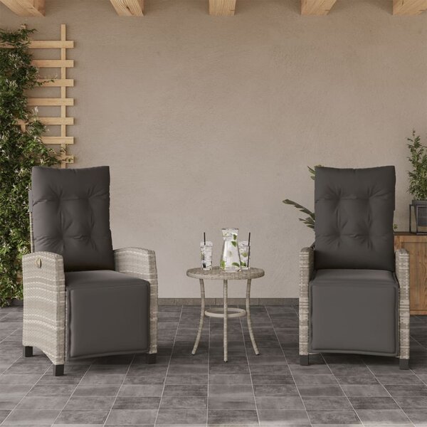 3 részes világosszürke polyrattan bisztrógarnitúra párnákkal