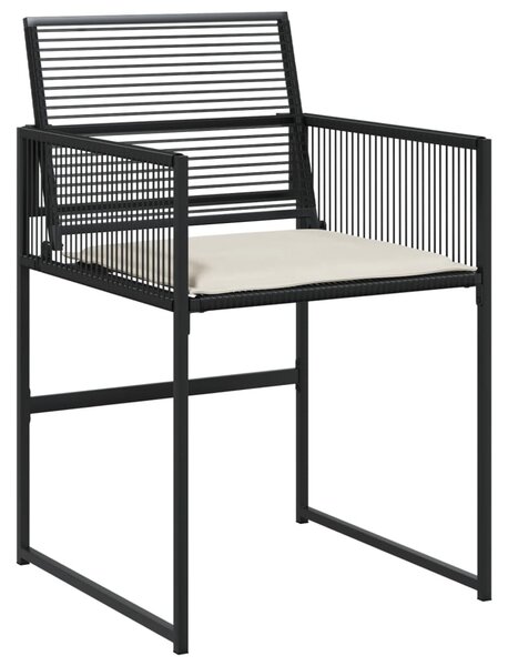 15 részes fekete polyrattan kerti étkezőgarnitúra párnákkal
