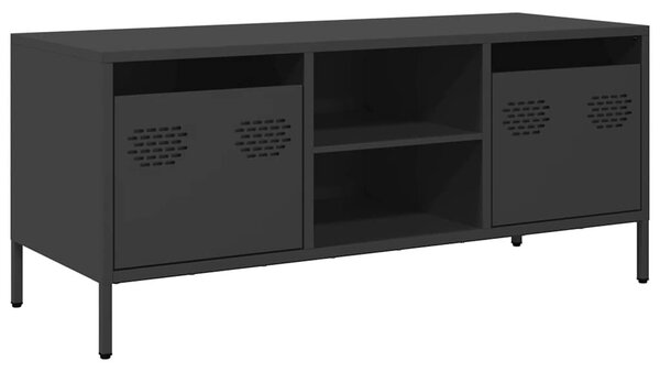 Fekete hidegen hengerelt acél TV-szekrény 101,5 x 39 x 43,5 cm