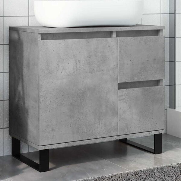 Betonszürke szerelt fa fürdőszobai mosdószekrény 65x33x60 cm