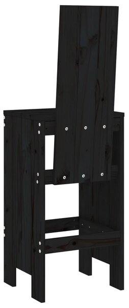 2 db fekete tömör fenyőfa bárszék 40x42x120 cm