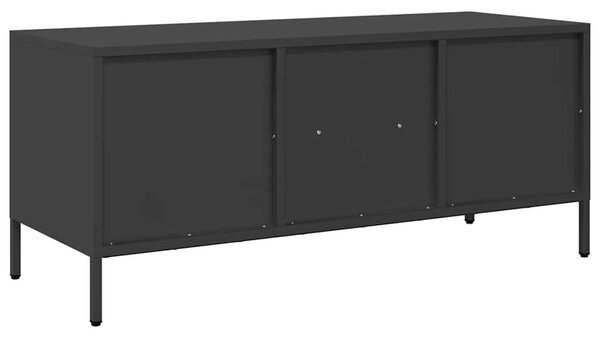 Fekete hidegen hengerelt acél TV-szekrény 101,5 x 39 x 43,5 cm