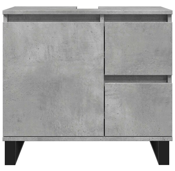Betonszürke szerelt fa fürdőszobai mosdószekrény 65x33x60 cm