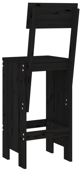 2 db fekete tömör fenyőfa ülőke 40x48,5x115,5 cm