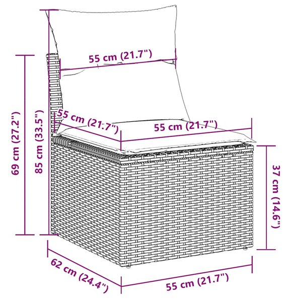 4 részes világosszürke polyrattan kerti ülőgarnitúra párnákkal