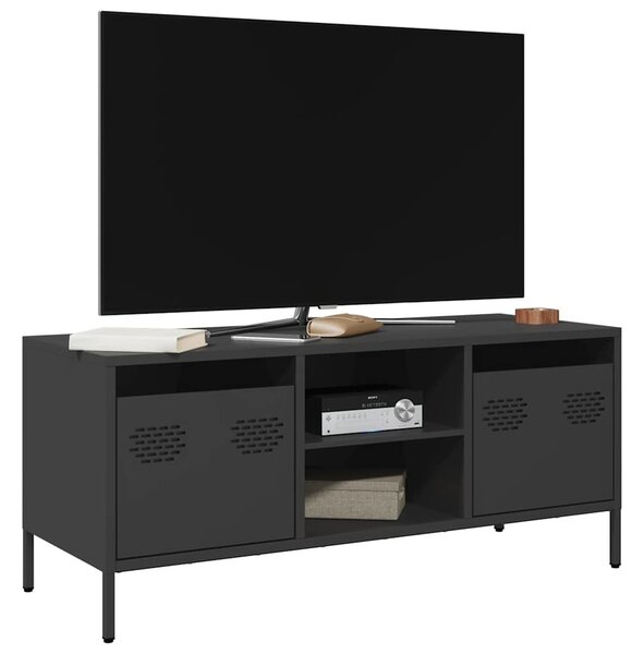 Fekete hidegen hengerelt acél TV-szekrény 101,5 x 39 x 43,5 cm