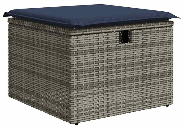 8 részes szürke polyrattan akácfa kerti ülőgarnitúra párnákkal