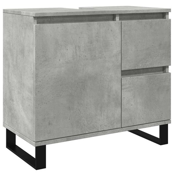 Betonszürke szerelt fa fürdőszobai mosdószekrény 65x33x60 cm
