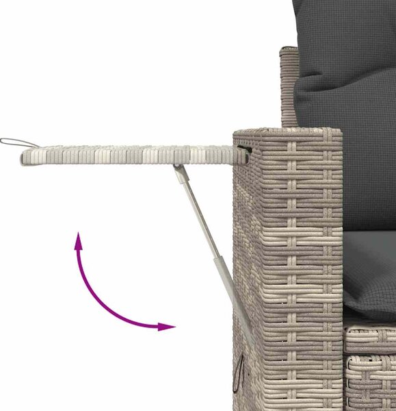 6 részes világosszürke polyrattan kerti ülőgarnitúra párnákkal