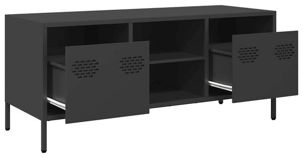 Fekete hidegen hengerelt acél TV-szekrény 101,5 x 39 x 43,5 cm