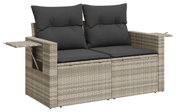 6 részes világosszürke polyrattan kerti ülőgarnitúra párnákkal
