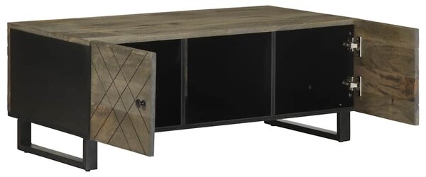 Fekete tömör mangófa dohányzóasztal 100 x 54 x 40 cm