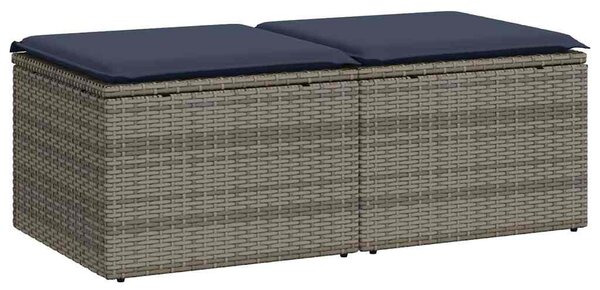 2 részes szürke polyrattan akácfa kerti ülőgarnitúra párnákkal