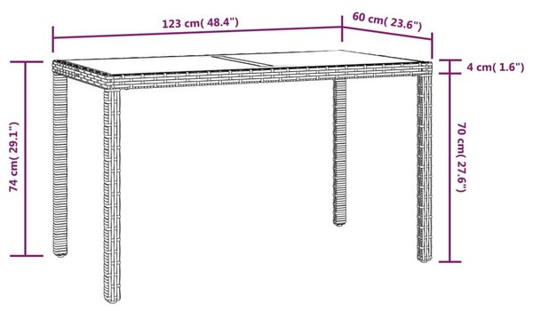 3 részes bézs polyrattan kerti étkezőgarnitúra párnákkal