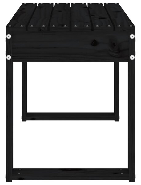 Fekete tömör fenyőfa kerti pad 80x38x45 cm