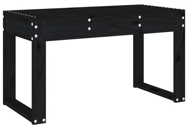 Fekete tömör fenyőfa kerti pad 80x38x45 cm