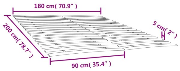 Ágyrács-pótlók 34 léccel, 2 db, 90 x 200 cm