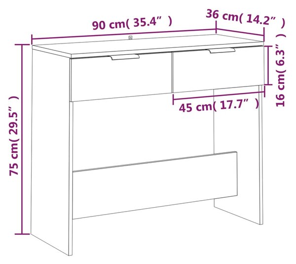 Fekete szerelt fa tálalóasztal 90 x 36 x 75 cm