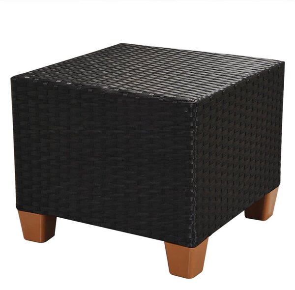 7-részes fekete polyrattan kerti bútorszett párnákkal