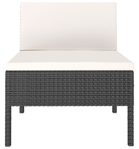 3 db fekete polyrattan kerti szék párnákkal