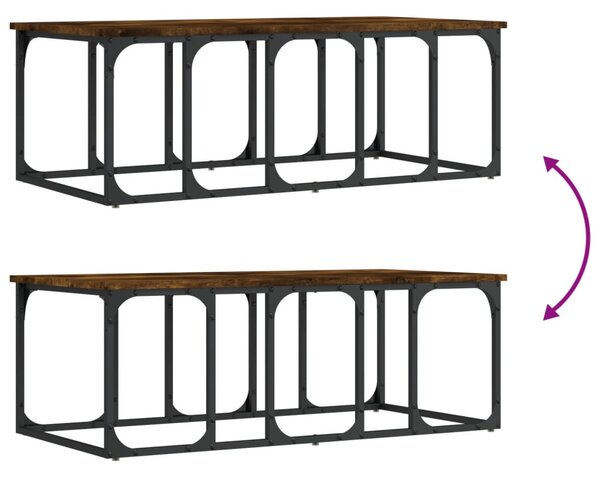 Füstös tölgy színű szerelt fa dohányzóasztal 100x50x35,5 cm