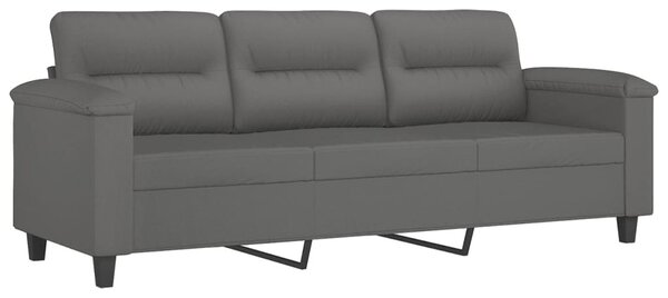 3 személyes sötétszürke mikroszálas szövetkanapé 180 cm