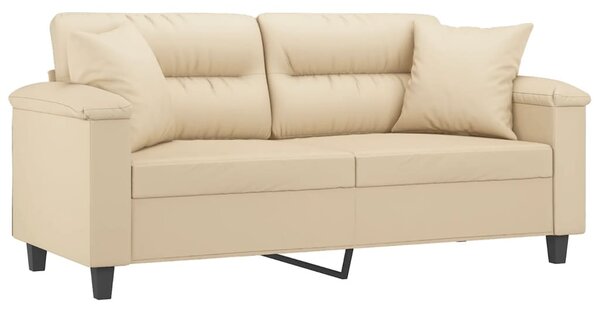 2 személyes krémszínű mikroszálas szövetkanapé párnákkal 140 cm