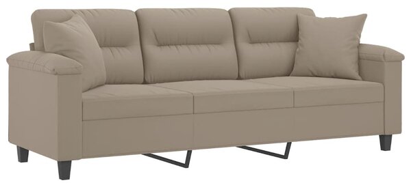 3 személyes tópszínű mikroszálas szövetkanapé párnákkal 180 cm