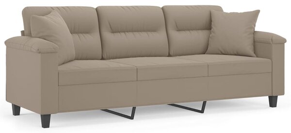 3 személyes tópszínű mikroszálas szövetkanapé párnákkal 180 cm
