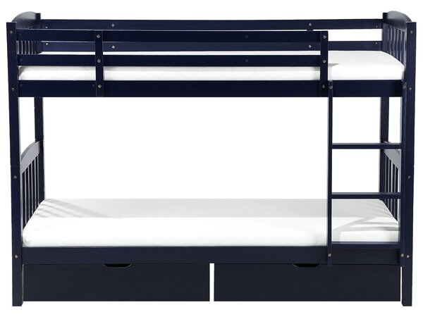 Emeletes ágy fiókokkal Fenyő REVIN 90 x 200 cm Tengerészkék
