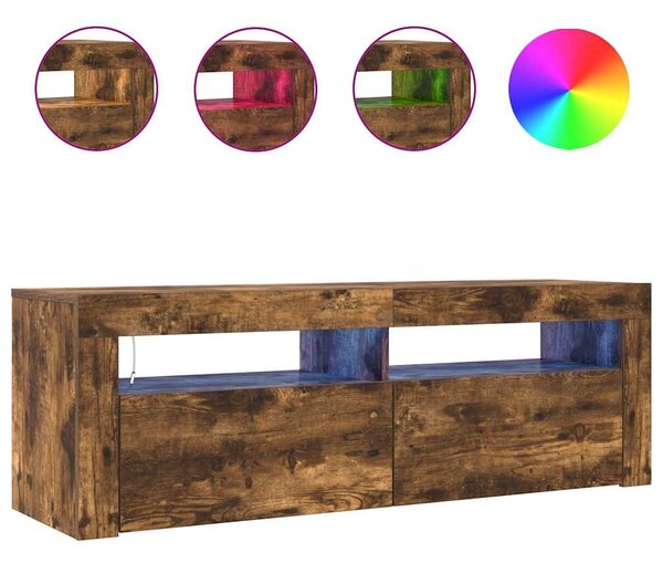 Füstös tölgy színű TV-szekrény LED-ekkel 120 x 35 x 40 cm