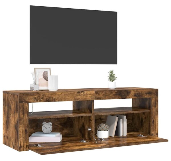 Füstös tölgy színű TV-szekrény LED-ekkel 120 x 35 x 40 cm