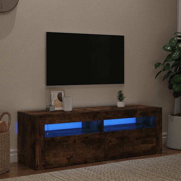 Füstös tölgy színű TV-szekrény LED-ekkel 120 x 35 x 40 cm