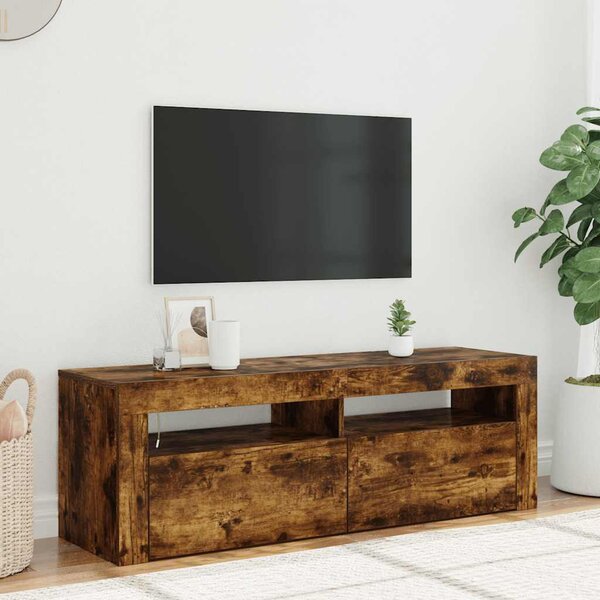 Füstös tölgy színű TV-szekrény LED-ekkel 120 x 35 x 40 cm