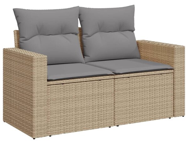 13részes vegyes bézs polyrattan kerti ülőgarnitúra párnákkal