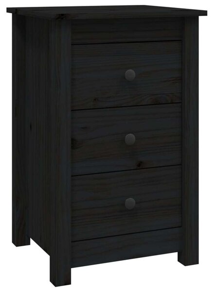 VIDAXL - Fekete Fenyőfa Éjjeliszekrény Szett - 2 db - 40x35x61,5 cm