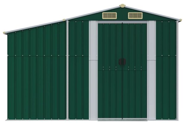 Zöld horganyzott acél kerti fészer 277 x 192,5 x 179 cm