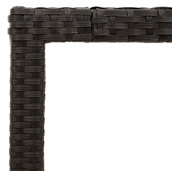 Fekete polyrattan üveglapos kerti asztal 190 x 90 x 75 cm