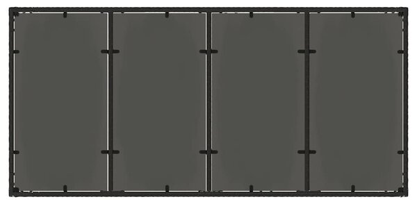 Fekete polyrattan üveglapos kerti asztal 190 x 90 x 75 cm